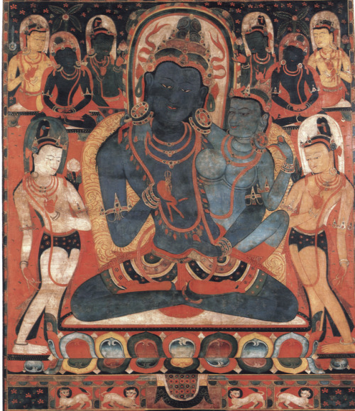 Vajrasattva and shakti, tibetan thangka