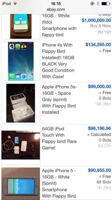 regina-obsession:  solluxcaptor:  it’s been a day and its already come down to this  Them prices are too fucking outrageous LMAO. I have Flappy Bird on my iPhone.