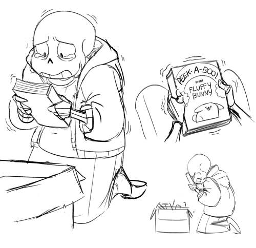 assrtdj:i found the sad sketches from [this post] !! neutral ending where pap’s dead and sans goes t