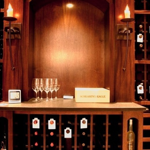 Wine Cellar San FranciscoLarge Craftsman-style Porcelain Tile Wine Cellar Design With Storage Racks