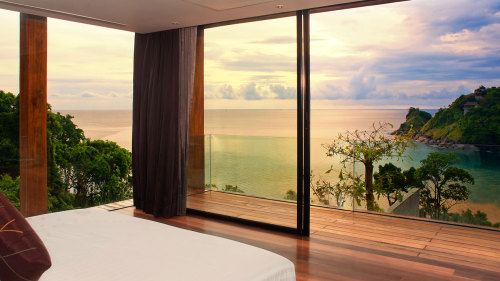 {These are photos of the villas at the Naka Phuket. Each villa has its own endless, long, rectangula