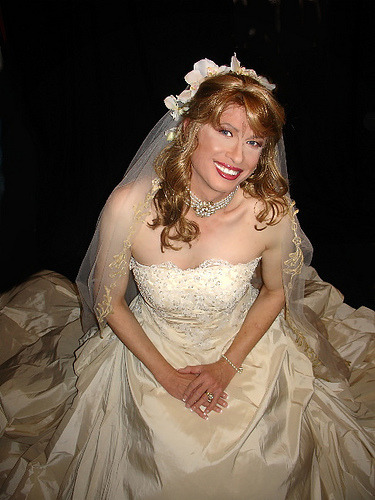 This breathtaking bridal crossdresser is Leslie Anne.