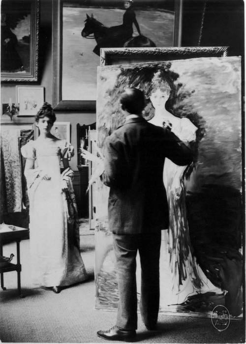 lunawoman:  Marie De Heredia posing in studio of Jaques Emile Blanche 1893 Paris