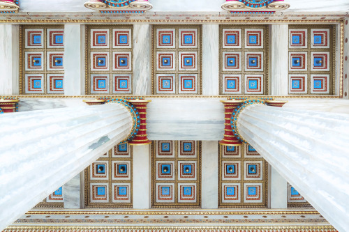 Colorfully decorated entrance ceiling of the Academy of Athens, Greece