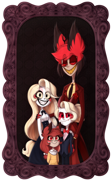 lunefuforu: WOO FINISHED A family portrait with Charlie and Alastor with @dcadlysin​ and @milkk