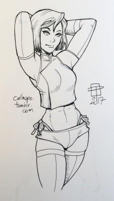 callmepo: Late night / really early morning doodle of Korra in short shorts.    (My sleep patterns are really out of whack right now.)  &lt; |D’‘‘‘‘