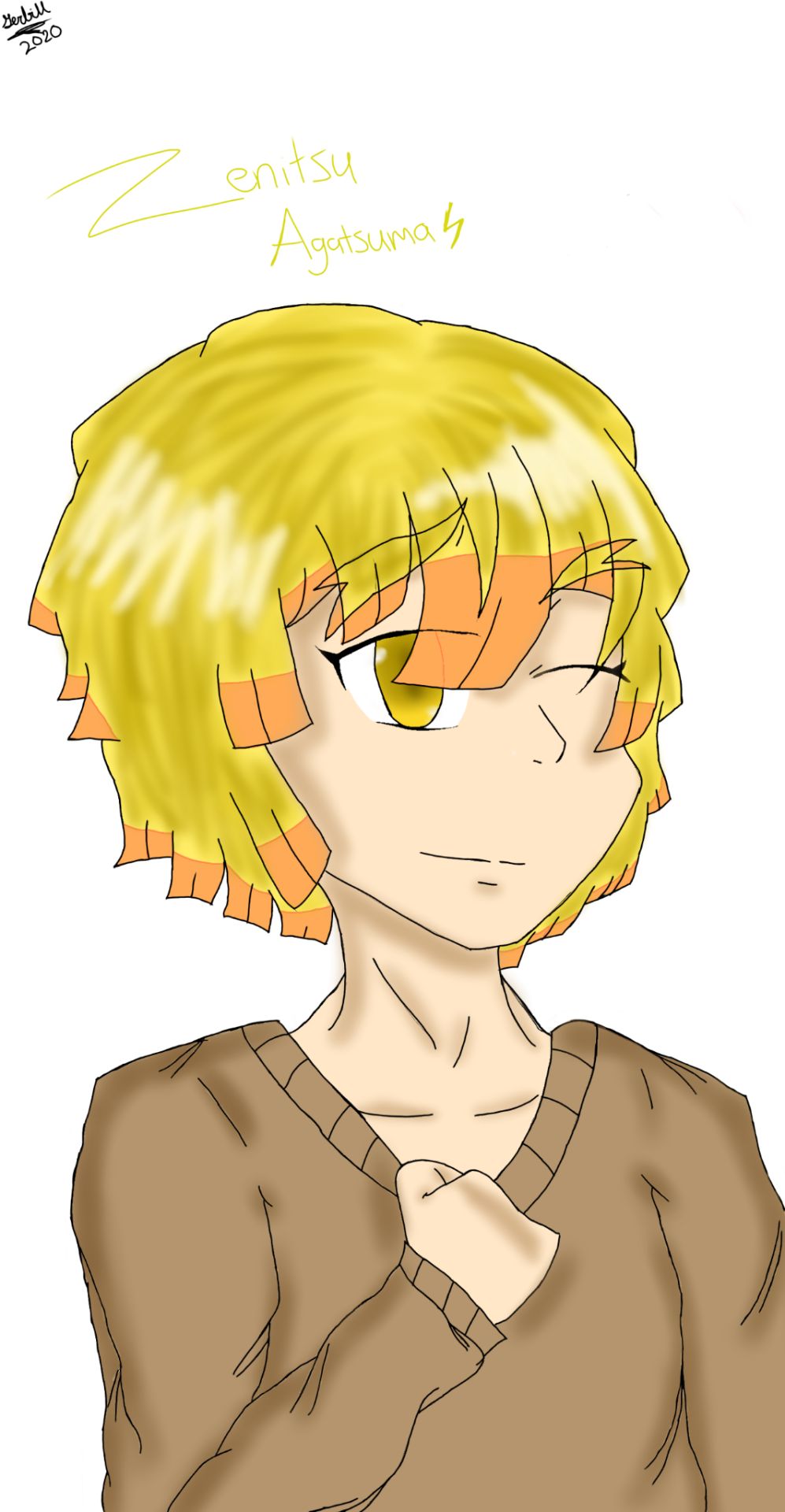 An Very Kinda Old Art Of Zenitsu That I Drew Around In 2020. Man, He Was My Favorite Character And Still