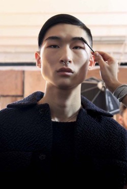 homme&ndash;models:  Kim Sang Woo at Matthew Miller AW14 Backstage Photo by Sonal Suthar