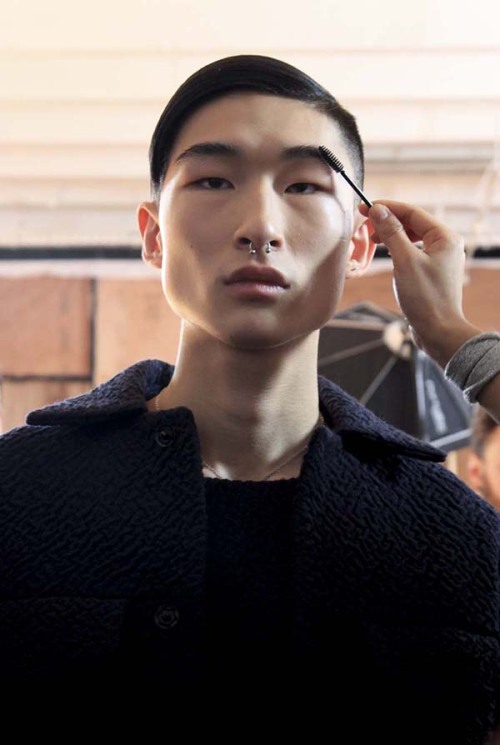 homme–models:  Kim Sang Woo at Matthew Miller AW14 Backstage Photo by Sonal Suthar