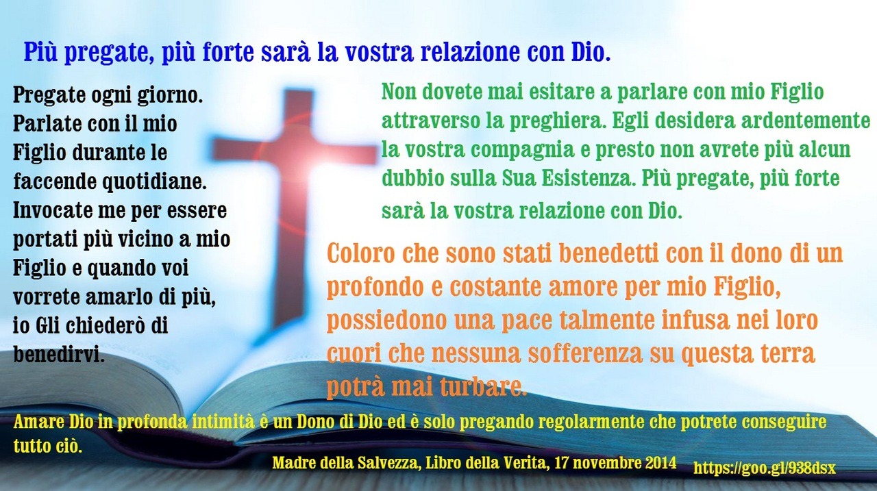 La preghiera non è complicata, è tanto semplice quanto lo é conversare con qualcuno che voi amate, e quando amate un altro, potete essere certi che Dio è presente, poiché Egli è Amore. Quando amate qualcuno veramente, c’è sempre la fiducia nel vostro...