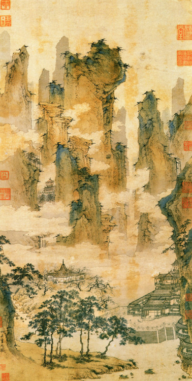 Pavilions in the Mountains of the Immortals, Qiu Ying, 1550