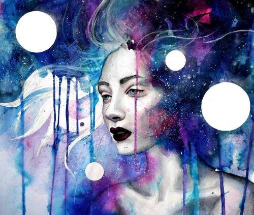 victoriaolt:“Melancholia” A watercolour and collage painting that expresses a feeling of