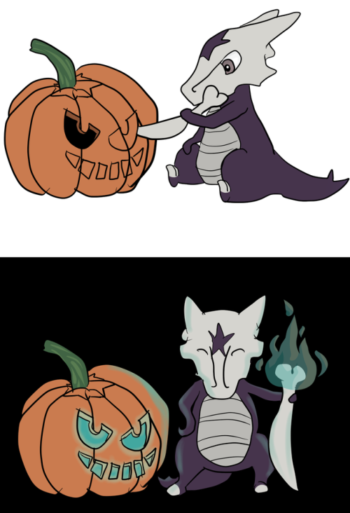 Bone CutterDrawtober Day 21!Marowak carving a pumpkin!