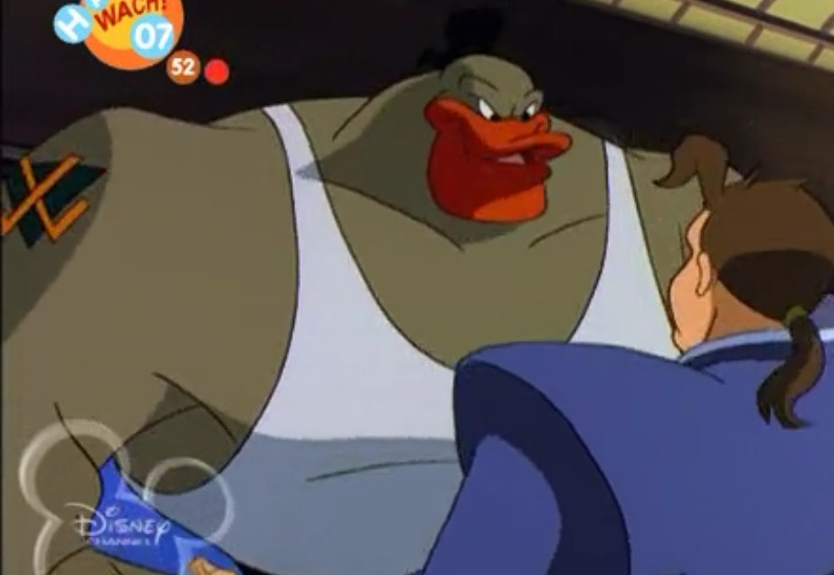 Grin Hardwing in his A-shirt / Sleeveless shirt / undershirt in Mighty Ducks Episode