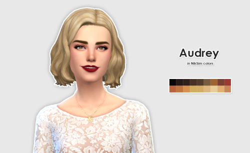 NolanSims’ Audrey hair in NikSim colorsHello ! I’ve been wanting to recolor this hair for a fe