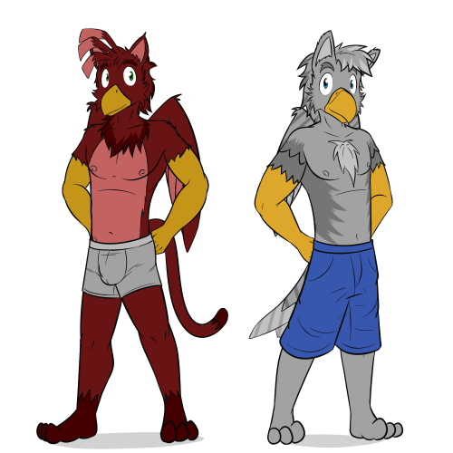 So time to start putting some more random things online.  Starting with this one, which is a ref pic for a griffon and his boyfriend which was a gift since he’s helped me with some coding stuff.