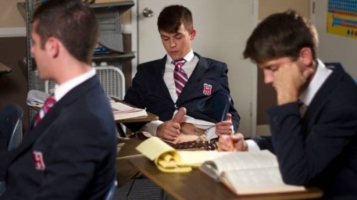 filthy-boy-hunter:  classroom wank in front of mates