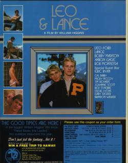 vintagemalenudes:  One of the Great Gay Porn Masterpieces of the 1980s, William Higgins’ Leo and Lance, starring Leo Ford and Lance, the free-wheeling California boys do it all!