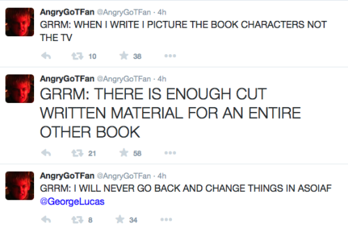 justdndthings: kateofthecanals: Some interesting tweets from GRRM’s appearance at Bubonicon in