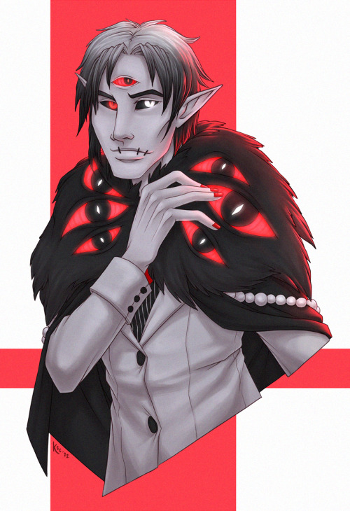 Picture for Scientist@TH of their demon, Vazoroth; I promise two black/white/red edgy boys in suits 