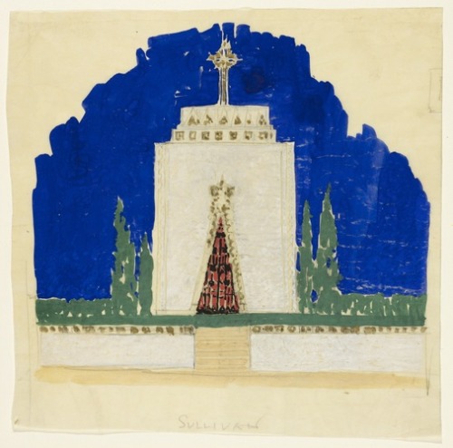 Proposed Monument, Louis Sullivan Graceland Cemetary, Sketch, Alfonso Iannelli, 1924, Art Institute 