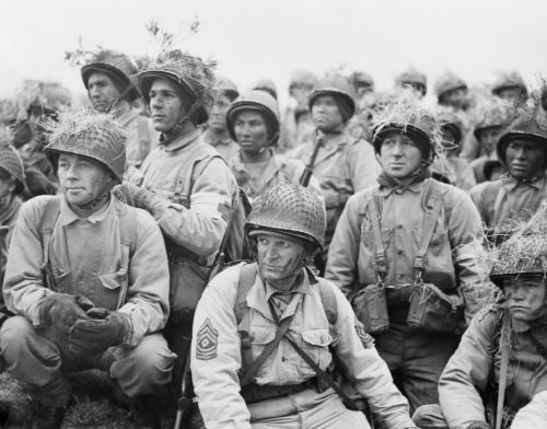 demons: Men of the 5th Infantry Division listening to an address by Lt. Gen. Patton in Northern Irel
