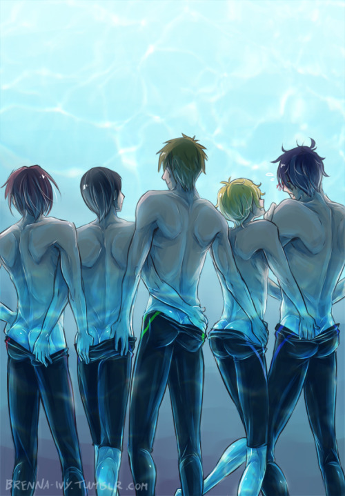 brenna-ivy:  This is my entry for the Free! BL Fanbook cover contest <3 The deadline of March 30th was stressing me out because I’m leaving for a couple days tomorrow… But I made it ;____; I just wanted to do something with butts okay? 