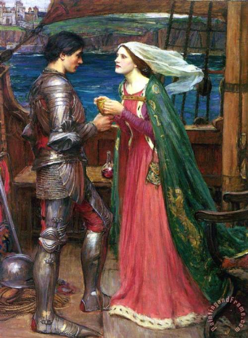 John William Waterhouse, Tristan and Isolde with the Potion, 1905, oil on canvas, 81.28 x 109.22 cm,