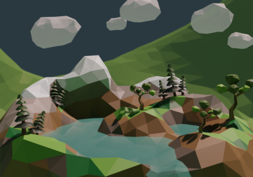 30th June 2019: Today I made this low poly blender landscape.