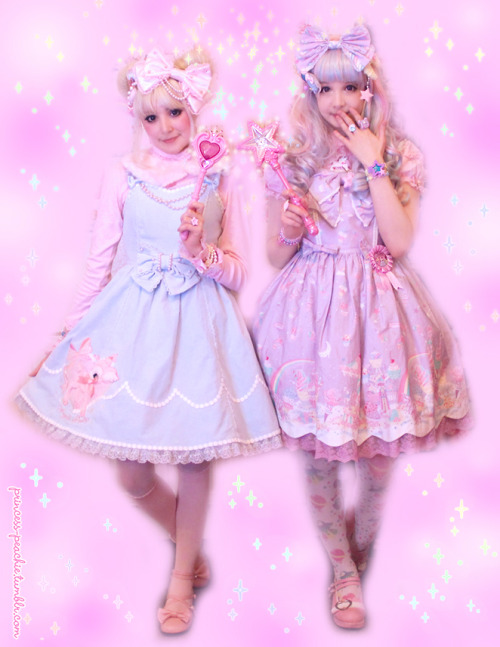 frillypinkdreams: princess-peachie:Magical girl lolitas -^_^-Cure Frilly & Cure Peachie! <3 O