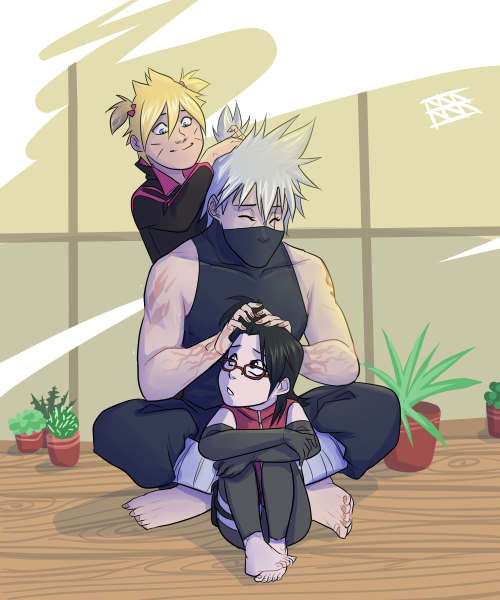 bougiebutchbitch:grandpas make the best babysittersKakashi and Gai are having a hairdressing competi