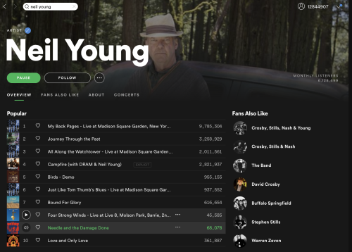 Neil Young pulled his songs from Spotify.