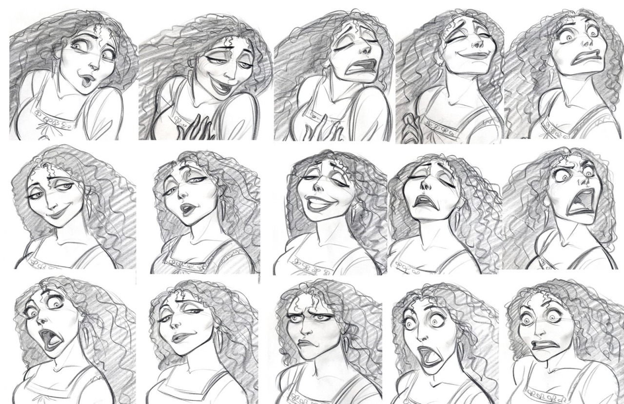 theanimationarchive:Character design images and Model sheets for Mother Gothel from