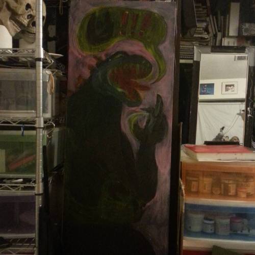 Early stages, roughing it out. #painting #art  #Godzilla  #acrylic #artistsoninstagram #artistsontumblr  (at Melrose, Massachusetts)