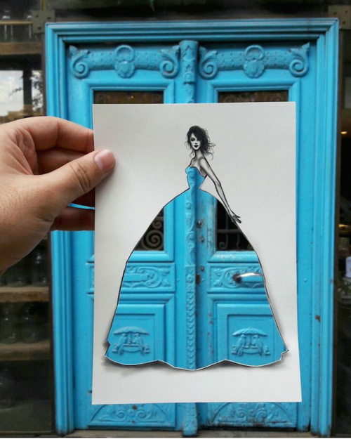 martymartinloki: conflictingheart: Illustrated Fashion Cut-Outs Turn the World into Dress Patterns T