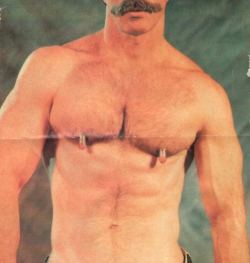 realmenstink:  BIG STACHE AND HOT RINGED NIPS !!!