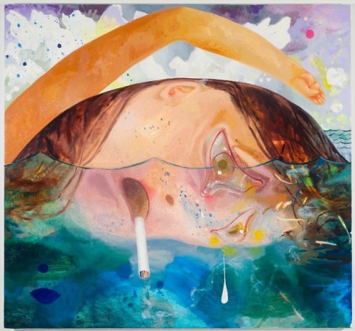 Dana Schutz (American, b. 1976, Livonia, MI, USA, based Brooklyn, NY, USA) - Swimming, Smoking, Cryi