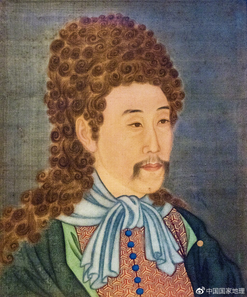 historyarchaeologyartefacts:Portrait of the Emperor Yongzheng with European Costume and Wig, 1727 , 