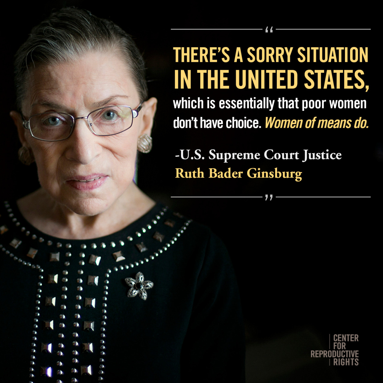 Justice Ruth Bader Ginsburg dropping truth about the challenges many women face when they try to access abortion. Access to safe, affordable reproductive health care should be a right—not a privilege that we have to keep fighting for!