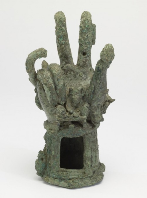 ancientpeoples:Bronze Hand of SabaziusRoman3rd Century ADMany religions were syncretistic, meaning t