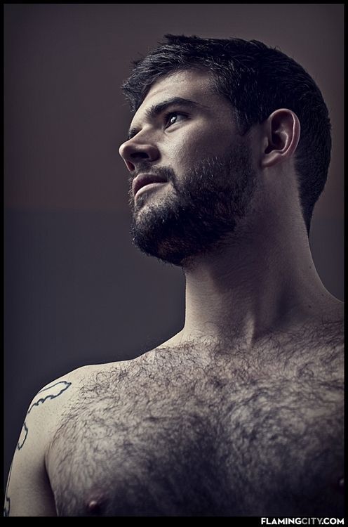 Hairy chest, legs,Beard and Mustache.
