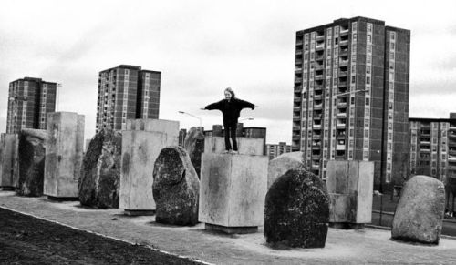 A Walk Among Stone by Michael Bulfin (1988) on display in Ballymun. The work was a part of Dublin&am