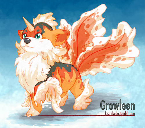 kezrekade: Looks like Seakanine had a puppy! Growlithe + Goldeen = Growleen. Loves bathing in hot sp