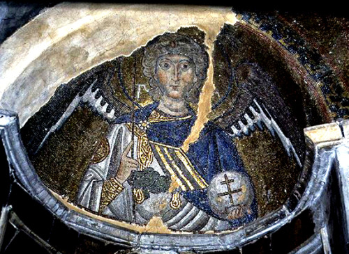 Byzantine mosaics in Nea Moni of Chios monastery built by Constantine IX and Empress Zoe a