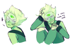 kingkimochi:  some peridot scribbles… just tryna figure out how to draw her hair tbh..also random angsty peridot i guess LOL