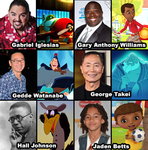 mixed-apocalyptic:disneyforprincesses:Actors of color and the Disney characters they have played. A remake of this (x) post, featuring new and previously overlooked actors.  I love that many of the actors of colors actually voiced characters of color