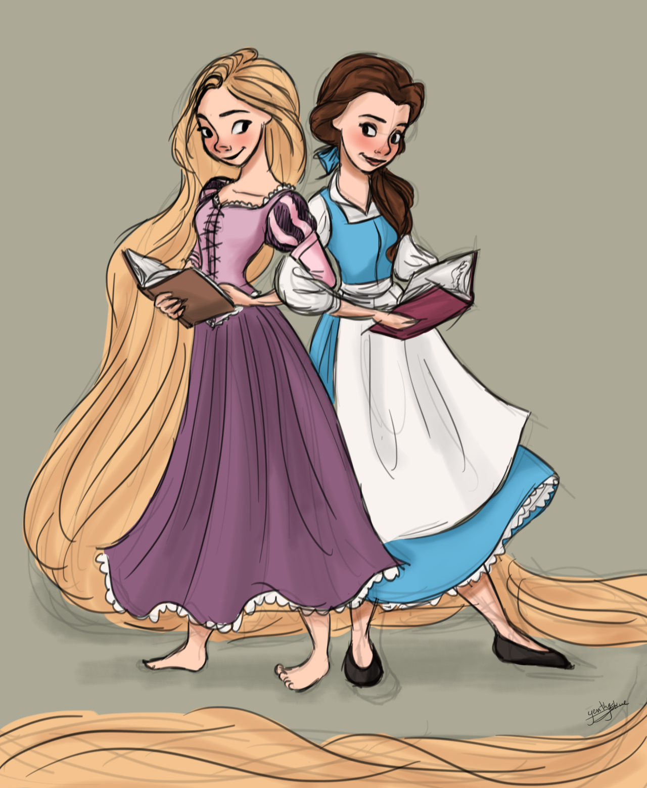 Yenthe Joline Art Blog — Quick drawing of Belle and Rapunzel in Autodesk...