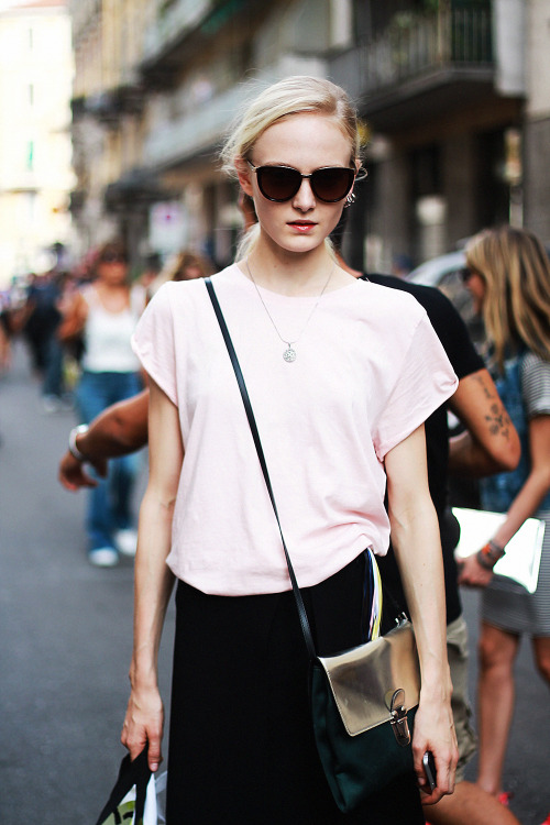 Maja Salamon after MSGM / MFW ss15 street style / shot by Valentina Botta