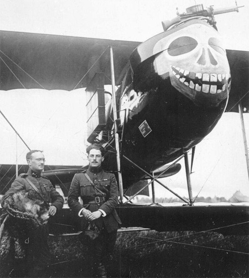 Apparently I have posted only eight times in the last year. This is due to a new addition to the family, who is now too big for his skeleton suit.
All I have for you at the moment is this: the spooky tag
(above image: ““Farman 40 of pilot Lt....