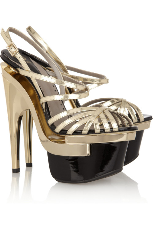 Gold metallic platform sandals